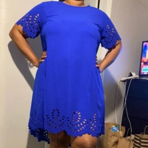 4XL(Best Fit 3X) SHEIN Cobalt Blue Cutout Dress - Picture 16 of 16